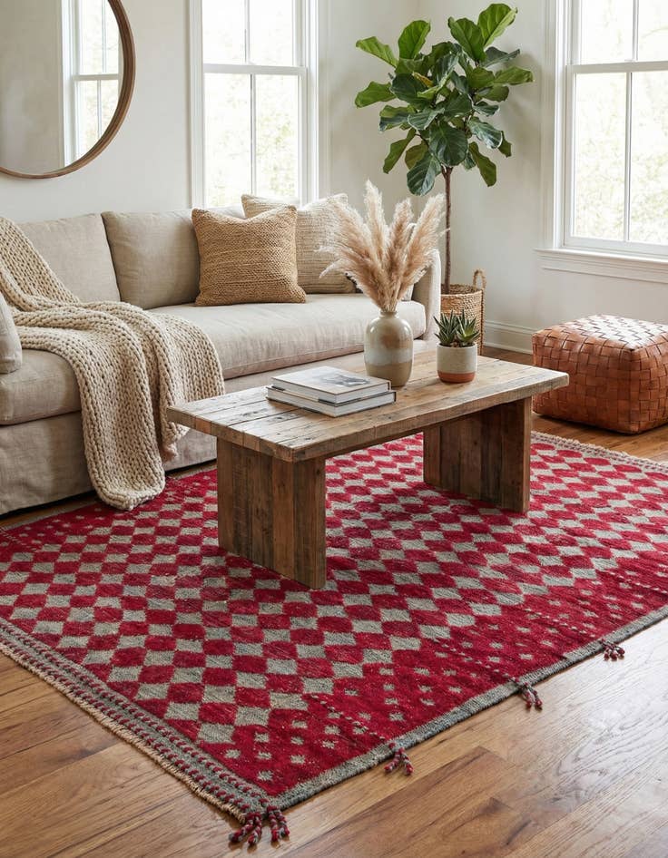 Detail image of 5' 9 x 8' Hand Knotted Moroccan Wool Rug