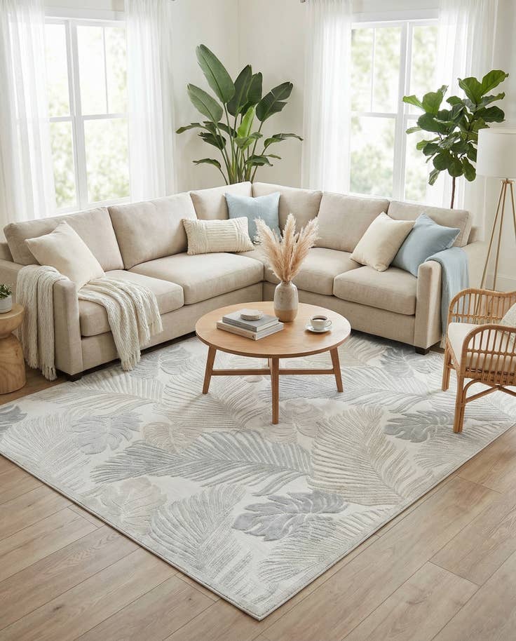 Detail image of 9' 9 x 12' Easy-Clean Botanical Indoor / Outdoor Rug