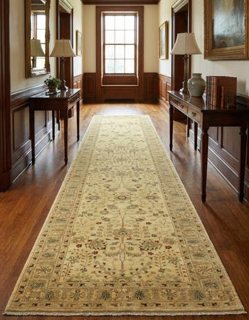 4' 4 x 17' 5 Hand Knotted Peshawar Ziegler Runner Rug