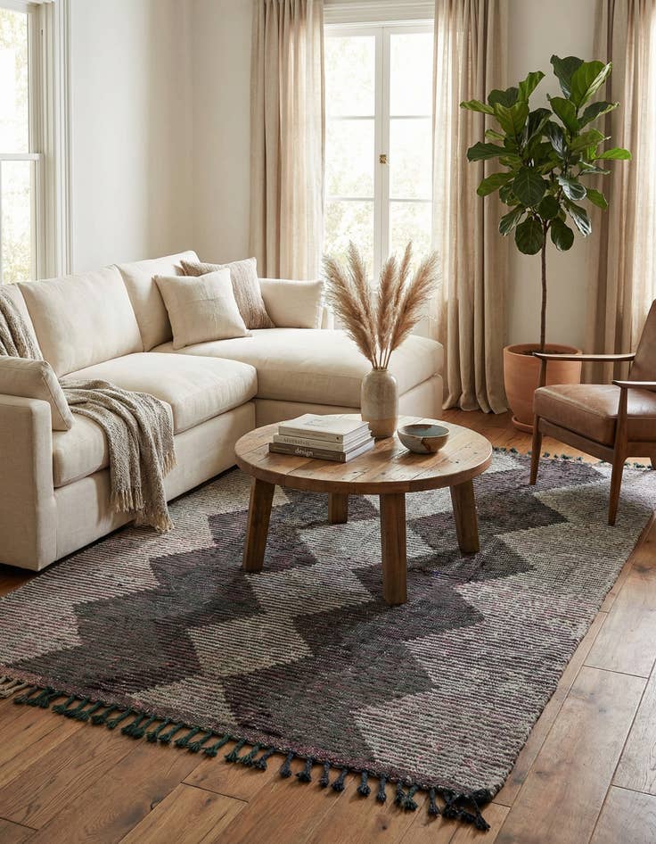 Detail image of 5' 5 x 8' Hand Knotted Moroccan Wool Rug