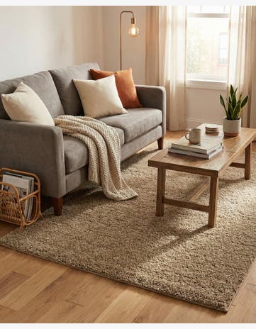 Khaki Soft Solid Shag Rug