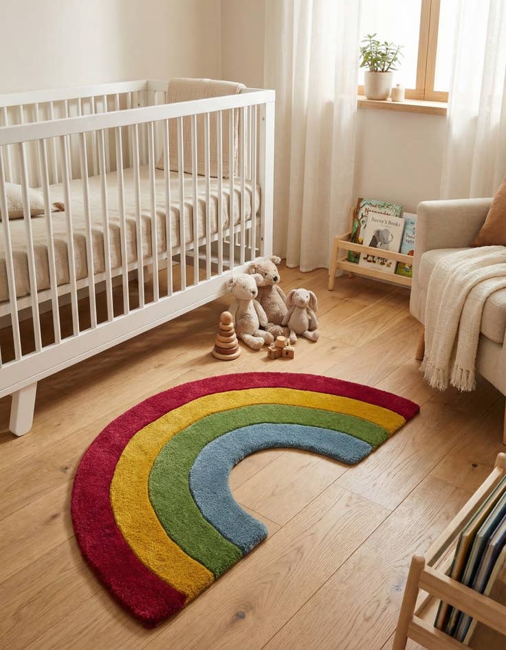 Detail image of 1' 8 x 3' Happy Rugs Rainbow Wool