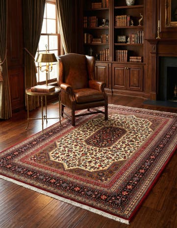 4' 7 x 6' 11 Hand Knotted Qom Persian Rug