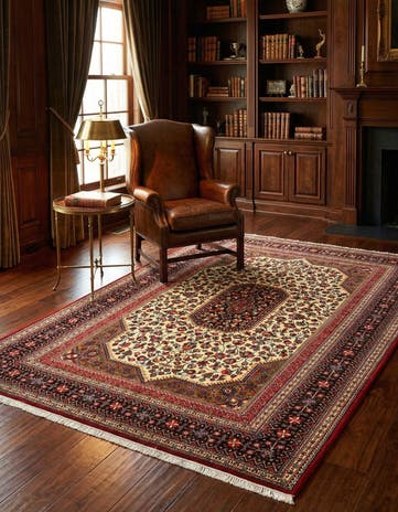 4' 7 x 6' 11 Hand Knotted Qom Persian Rug