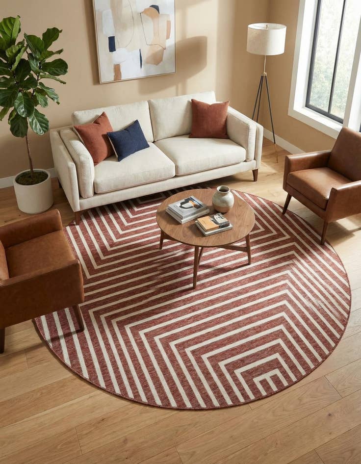 Detail image of  7' 10 x 7' 10  Washable Modern Indoor / Outdoor Round Rug