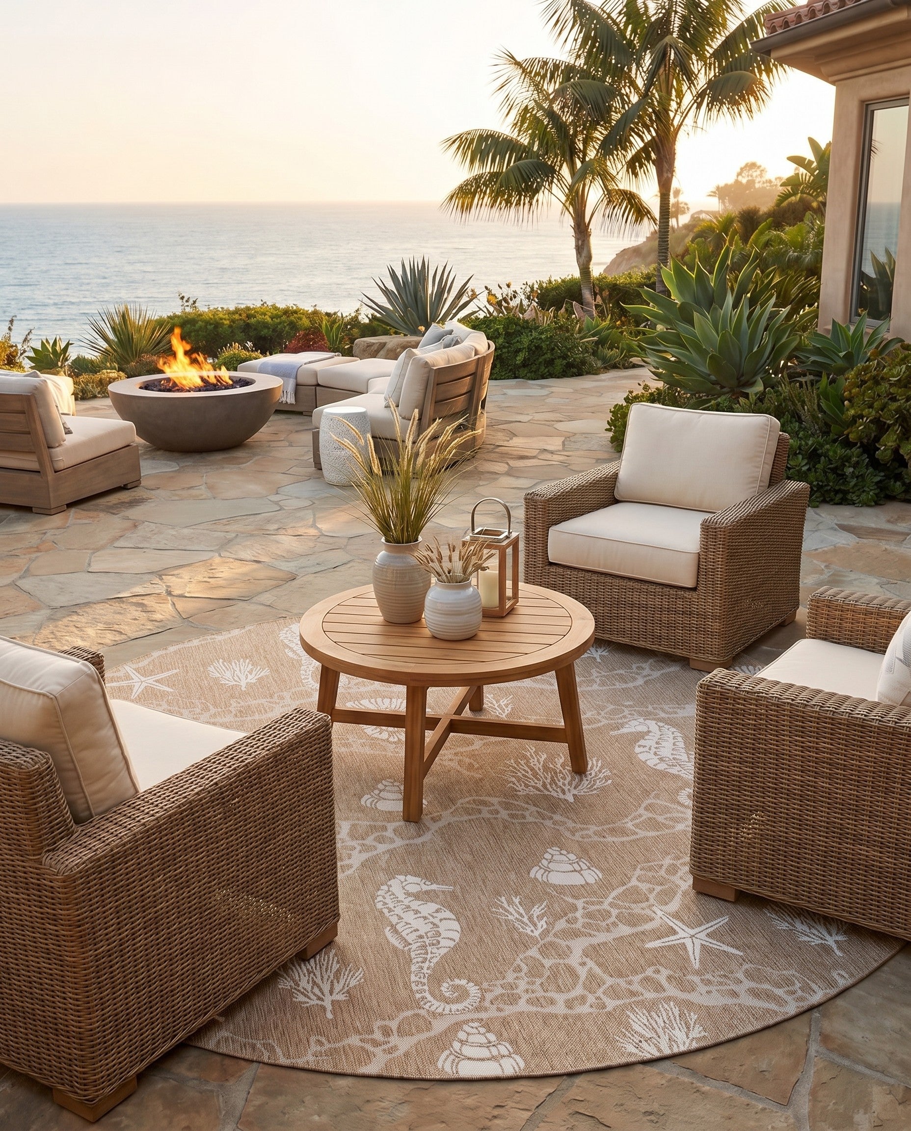 13' x 13' Easy-Clean Coastal Indoor / Outdoor Round Rug