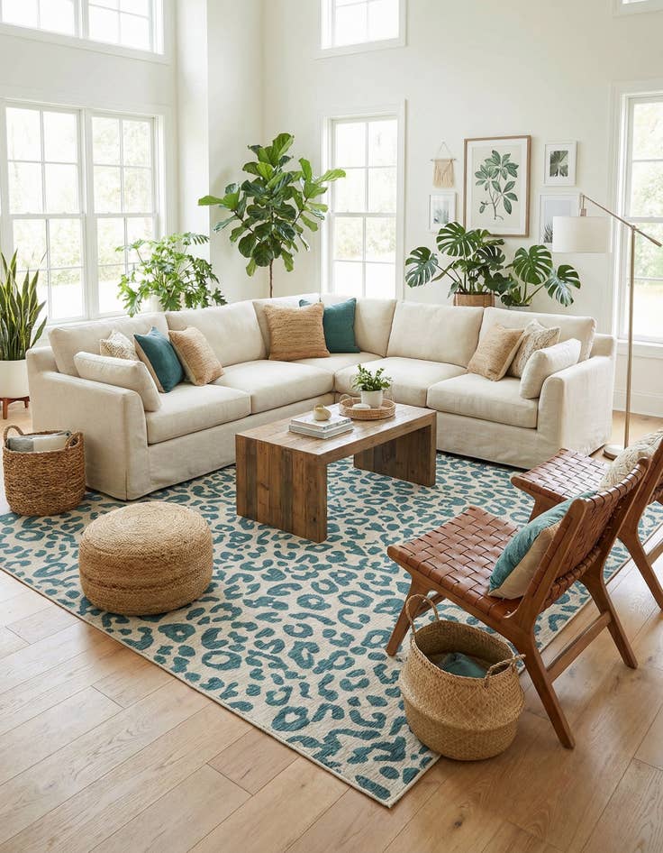 Detail image of 13' x 13'  Washable Safari Indoor / Outdoor Square Rug