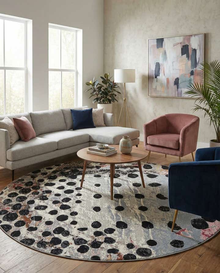 10' x 10' Easy-Clean Modern Indoor / Outdoor Round Rug