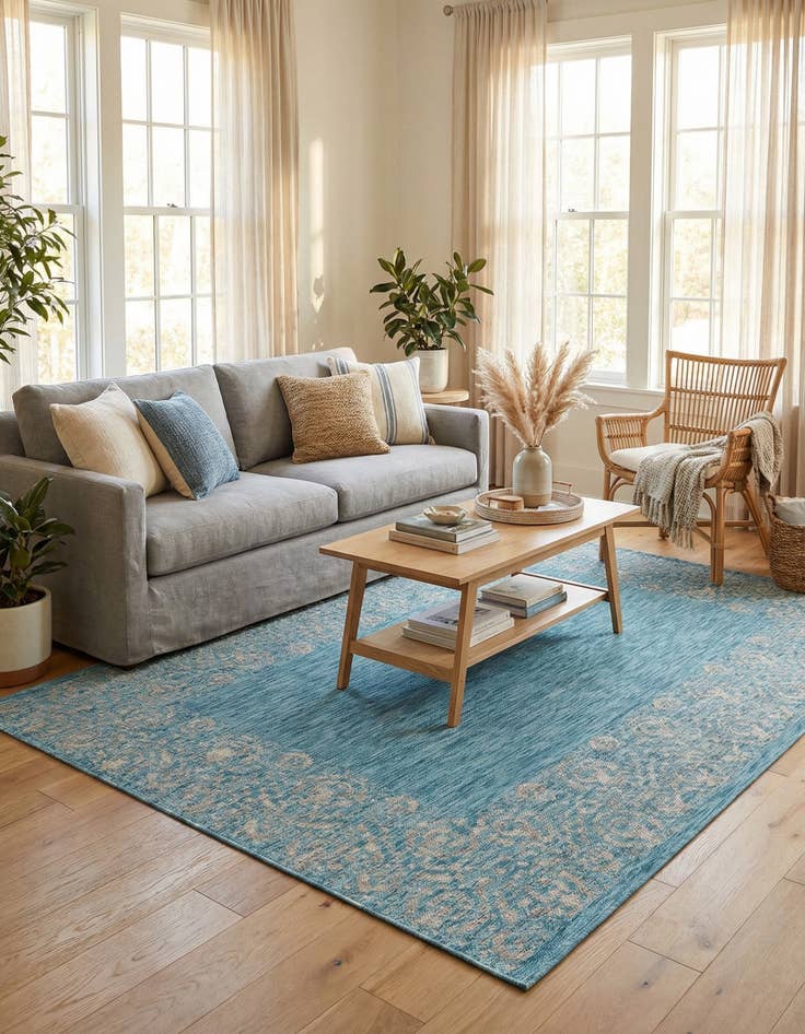 Detail image of 6' x 9'  Washable Border Indoor / Outdoor Rug