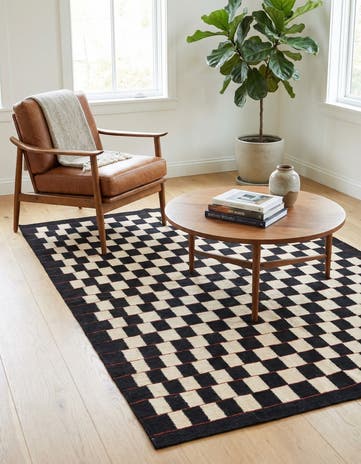 4' 9 x 6' 4 Hand Woven Kilim Modern Wool Rug