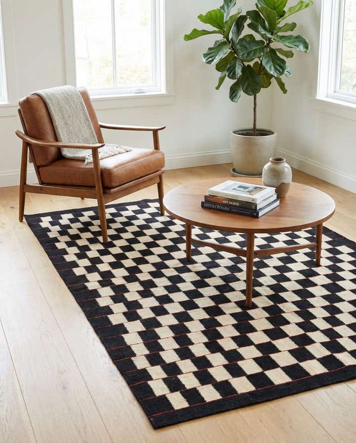 4' 9 x 6' 4 Hand Woven Kilim Modern Wool Rug