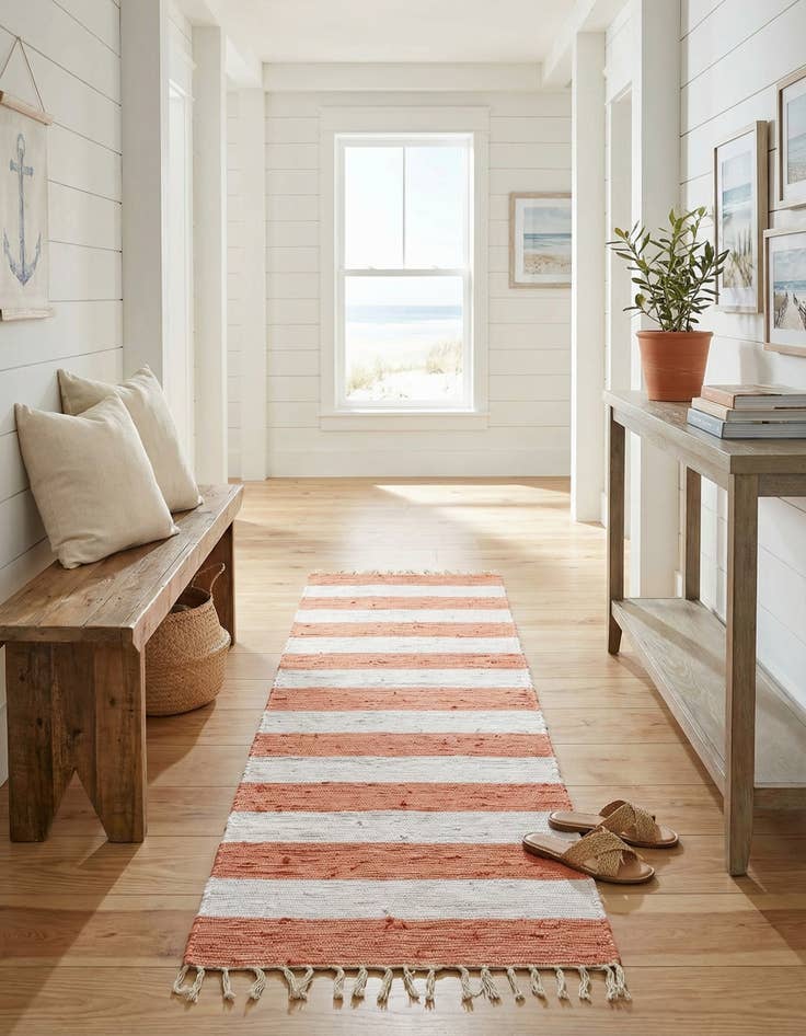 Detail image of  2' 7 x 12'  Hand Woven Chindi Rag Runner Rug