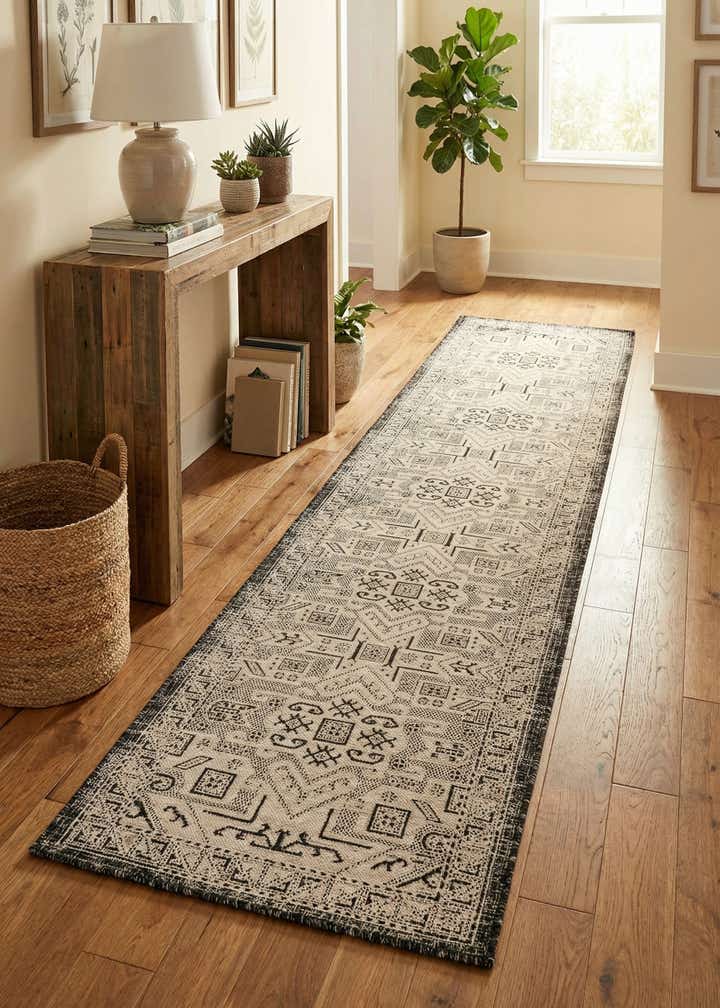 2' 7 x 12' Easy-Clean Aztec Indoor / Outdoor Runner Rug