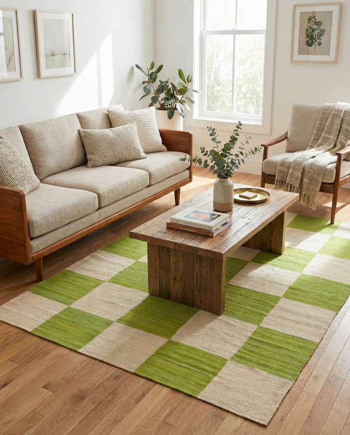 4' 3 x 5' 8 Hand Woven Kilim Modern Wool Rug