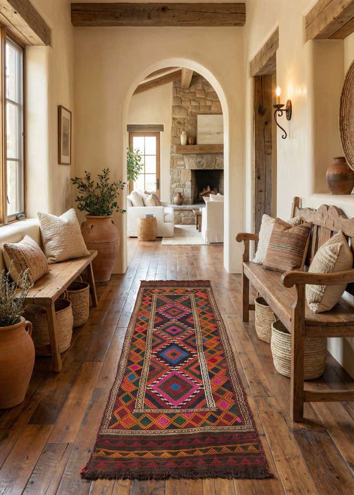 2' 3 x 8' 7 Hand Knotted Kilim Fars Persian Wool Runner Rug