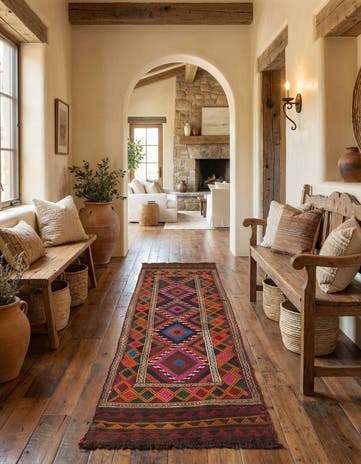 2' 3 x 8' 7 Hand Knotted Kilim Fars Persian Wool Runner Rug