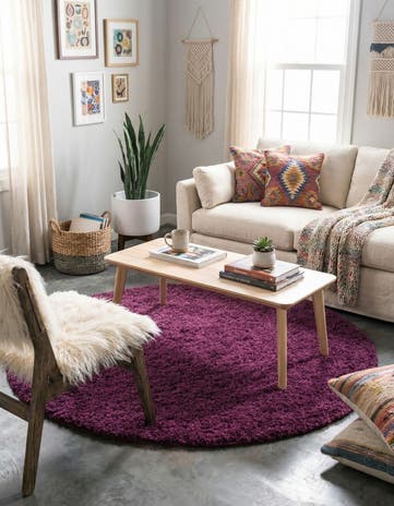 6' x 6' Solid Shag Round Rug