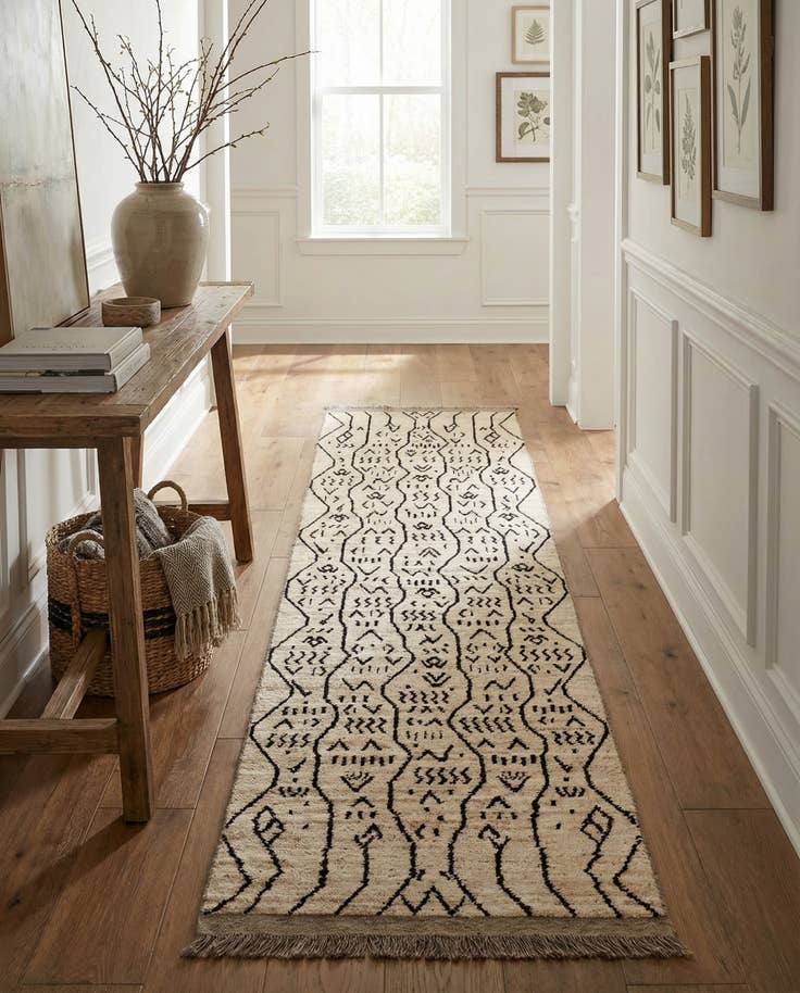Detail image of 3' 4 x 12' 10 Hand Knotted Moroccan Wool Runner Rug