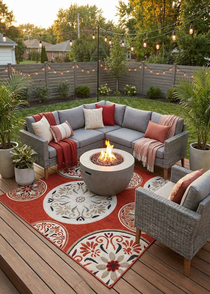 7' 10 x 7' 10 Easy-Clean Modern Indoor / Outdoor Square Rug