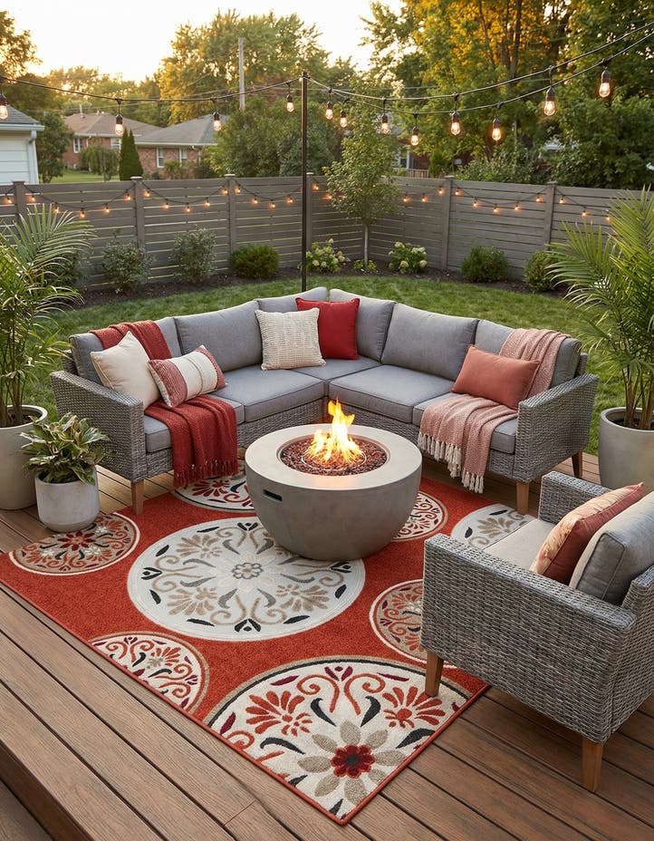 7' 10 x 7' 10 Easy-Clean Modern Indoor / Outdoor...