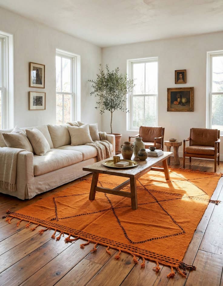 Detail image of 6' 5 x 9' 9  Hand Knotted Moroccan Wool Rug