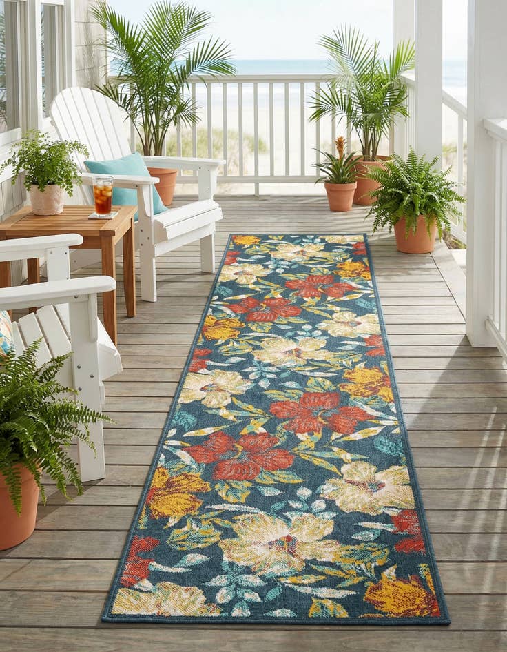 Detail image of 2' 7 x 12'  Washable Coastal Indoor / Outdoor Runner Rug