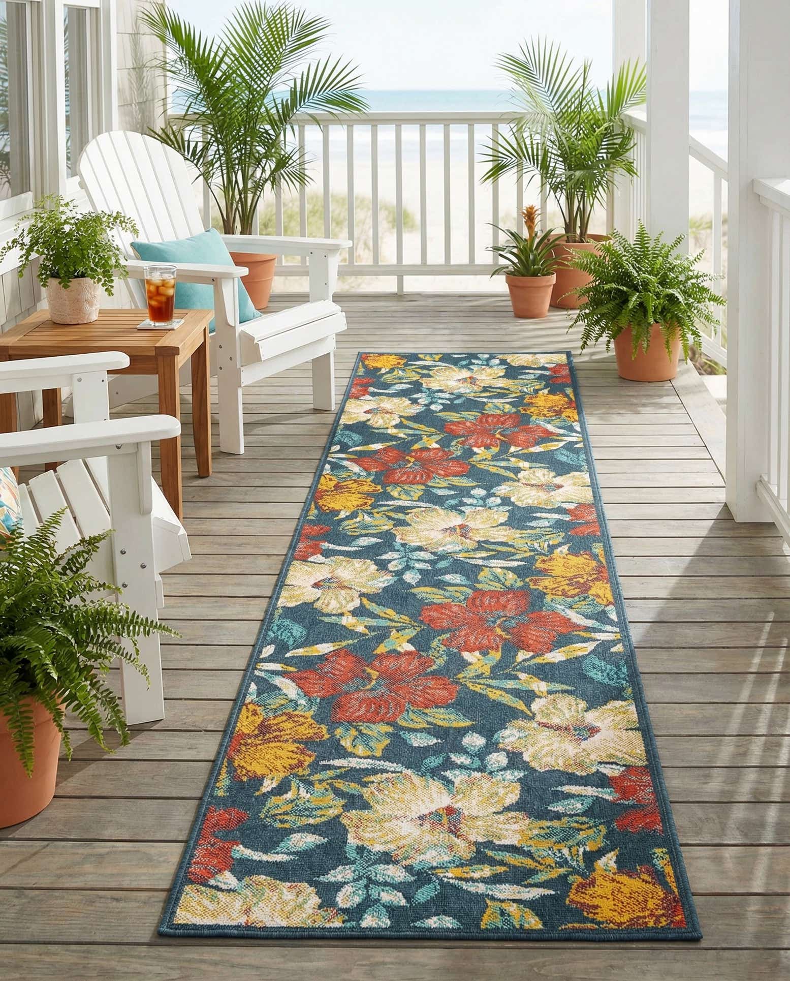 2' 7 x 12' Easy-Clean Coastal Indoor / Outdoor Runner Rug