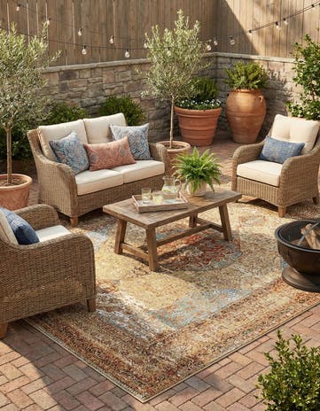 7' 10 x 10' Easy-Clean Traditional Indoor / Outdoor Rug
