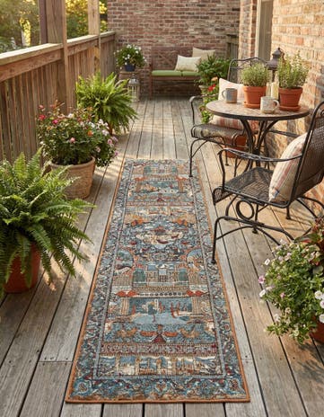 2' x 8' Easy-Clean Traditional Indoor / Outdoor Runner Rug