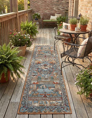 2' x 8' Easy-Clean Traditional Indoor / Outdoor Runner Rug