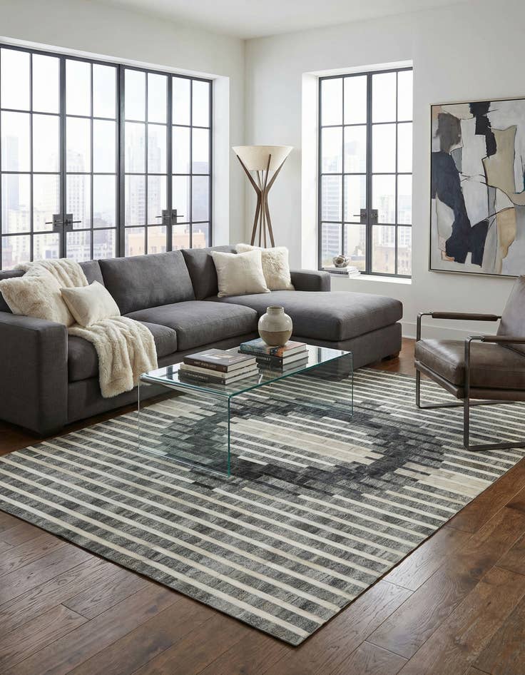 Detail image of  4' 11 x 7' 11 Cowhide - Patchwork Rug