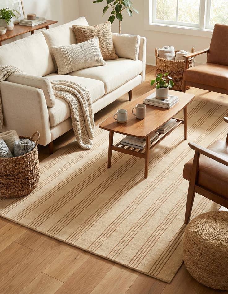 Detail image of 5' 1 x 8' Jill Zarin Striped Wool Rug