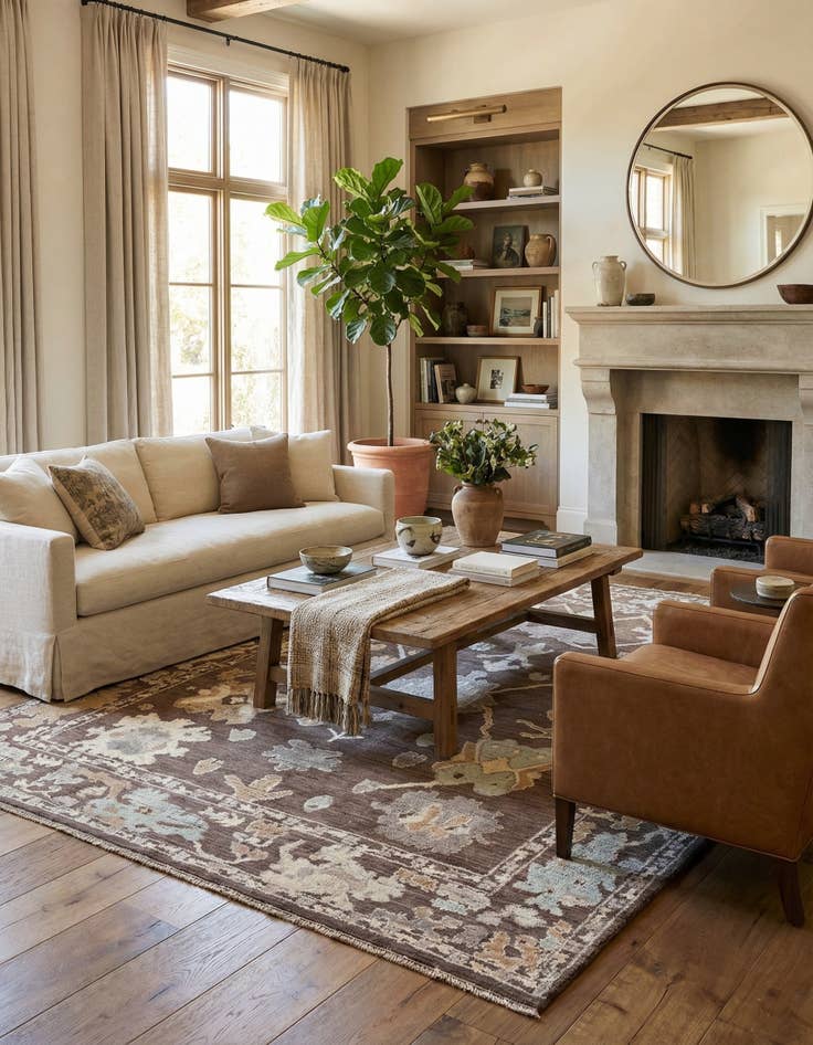 Detail image of 9' 2 x 13'  Hand Knotted Oushak Wool Rug