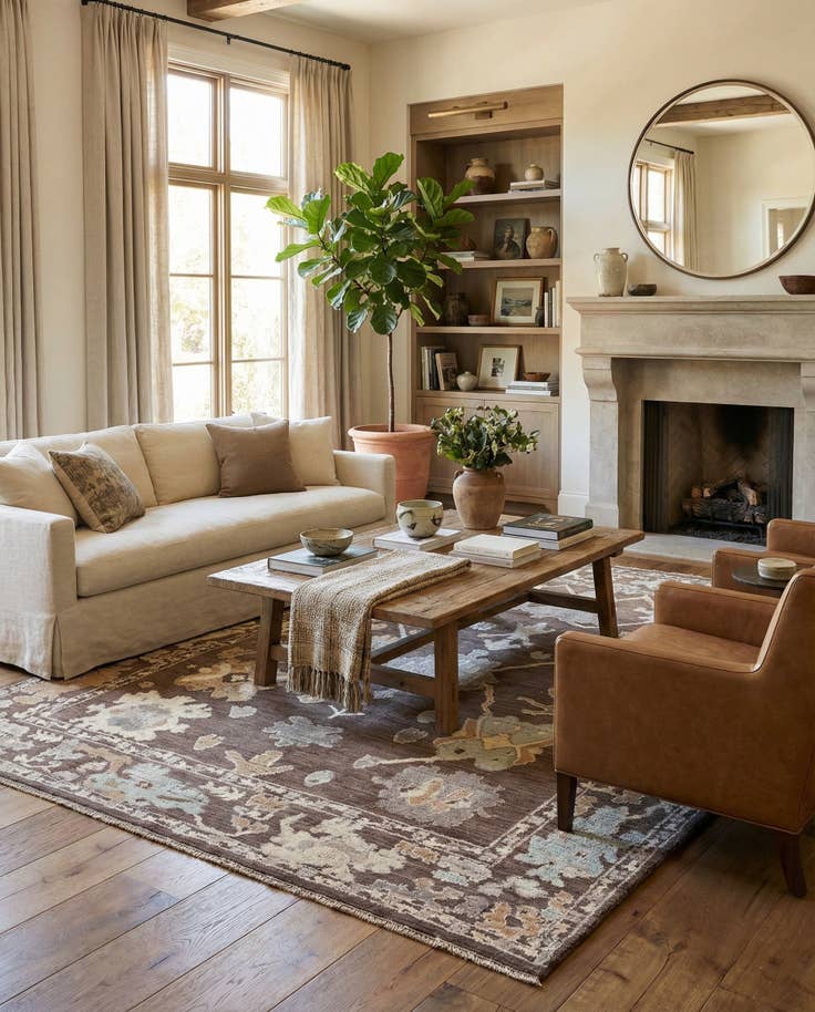 Detail image of 9' 2 x 13' Hand Knotted Oushak Wool Rug