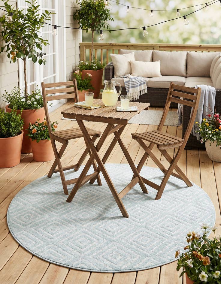 Detail image of 5' x 5'  Washable Sabrina Soto Indoor / Outdoor Round Rug