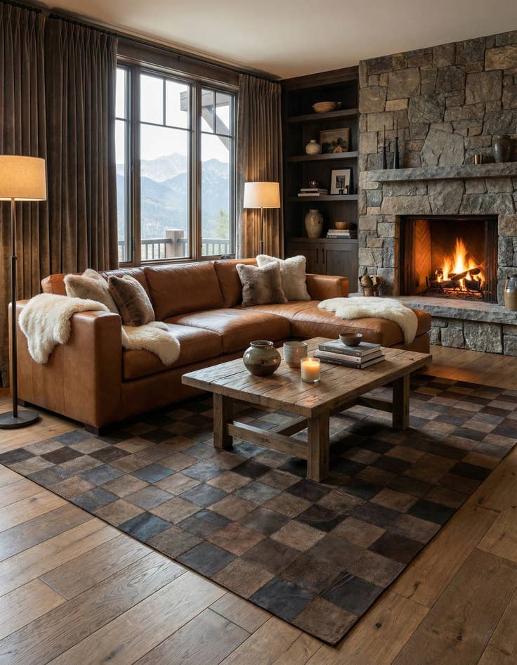 Detail image of 5' x 7' 10 Cowhide Leather Rug