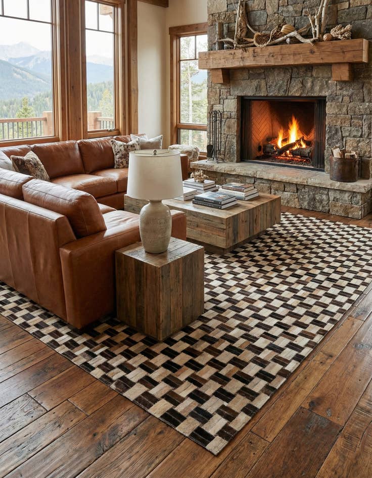 Detail image of  4' 11 x 7' 9 Cowhide - Patchwork Rug