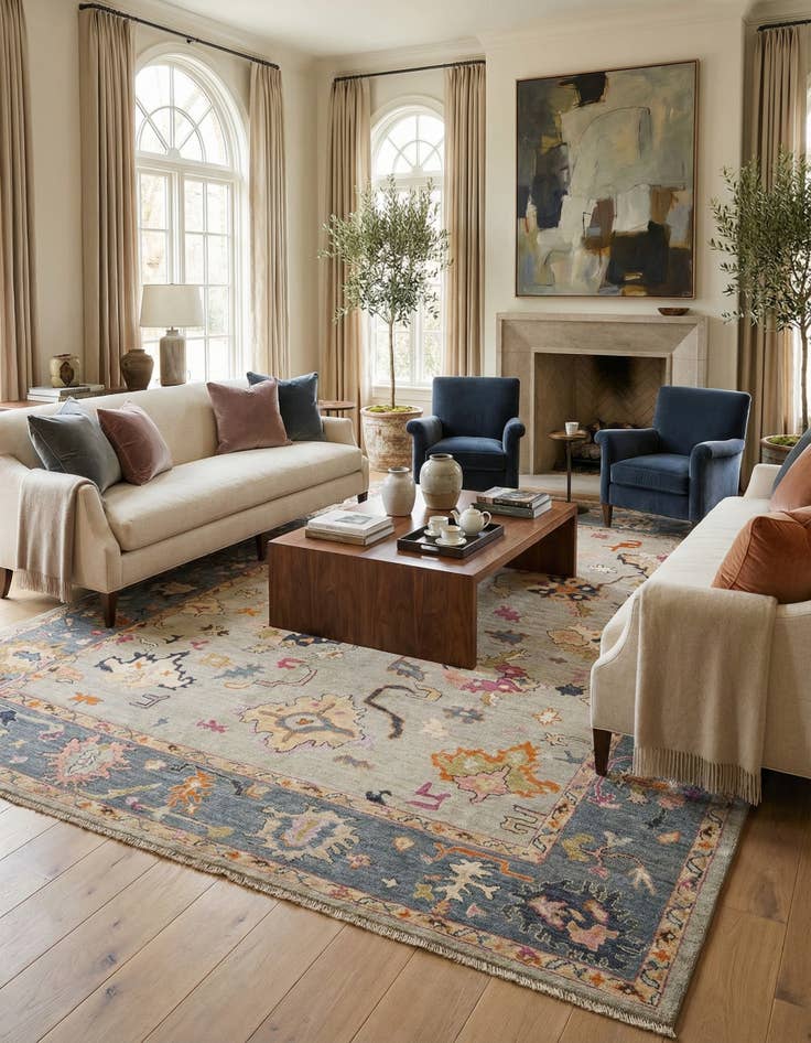 Detail image of 9' x 11' 9  Hand Knotted Oushak Rug