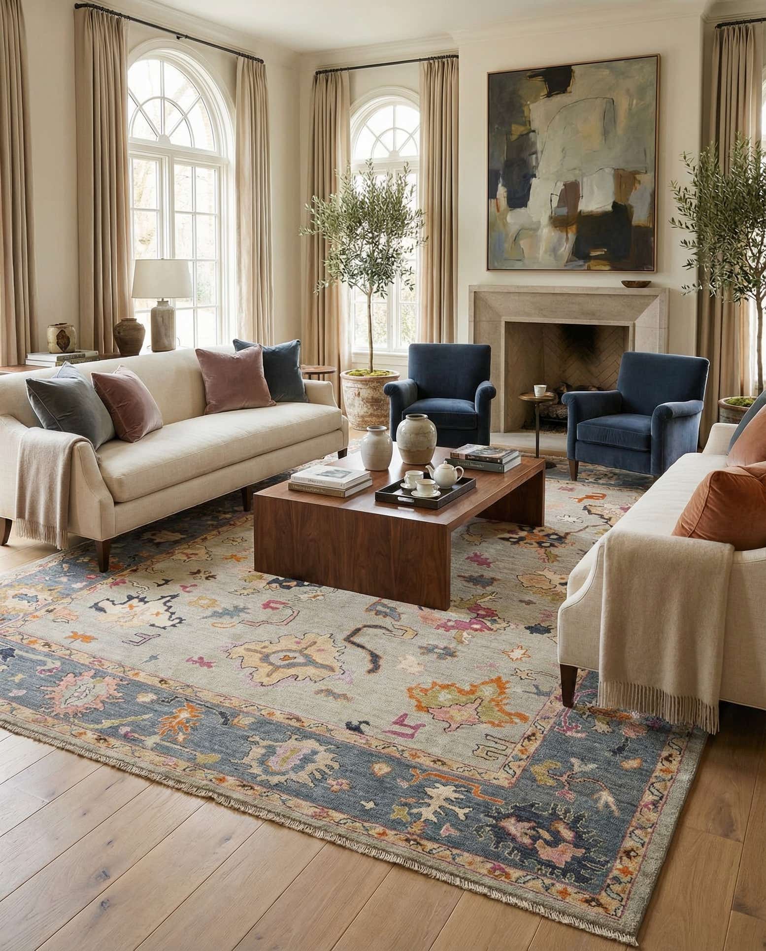 9' x 11' 9 Hand Knotted Oushak Rug