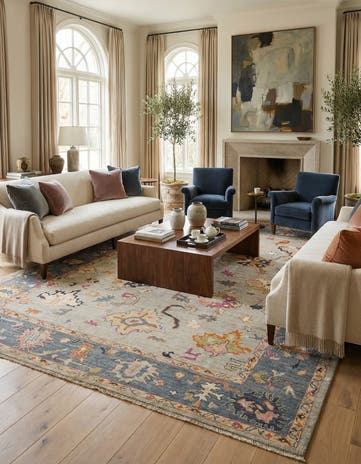 9' x 11' 9 Hand Knotted Oushak Rug