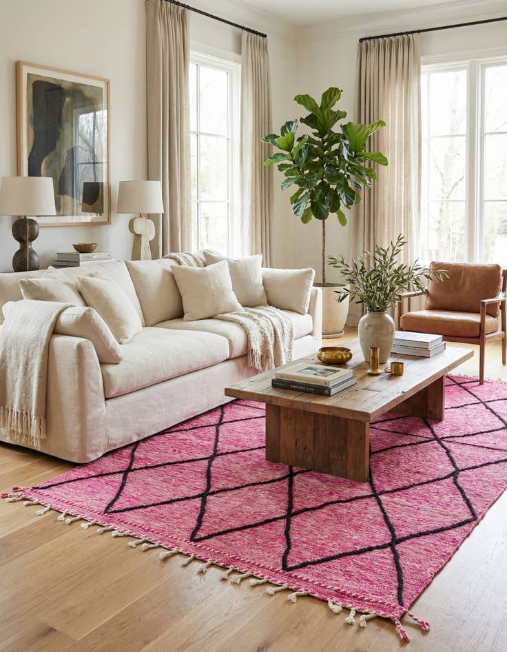 Detail image of 6' 6 x 10' 7  Hand Knotted Moroccan Wool Rug