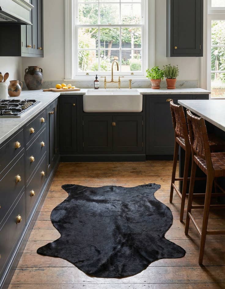 Detail image of 1' 8 x 2' 6 Cowhide Leather Rug