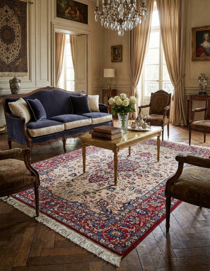 Detail image of 4' 8 x 7' 1 Isfahan Wool Rug