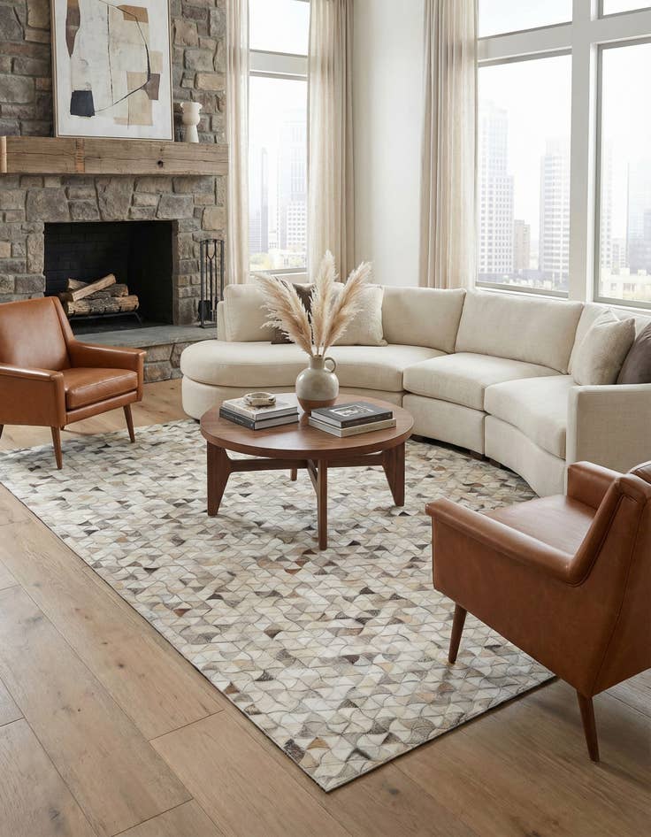 Detail image of 4' 10 x 7' 10 Cowhide Leather Rug