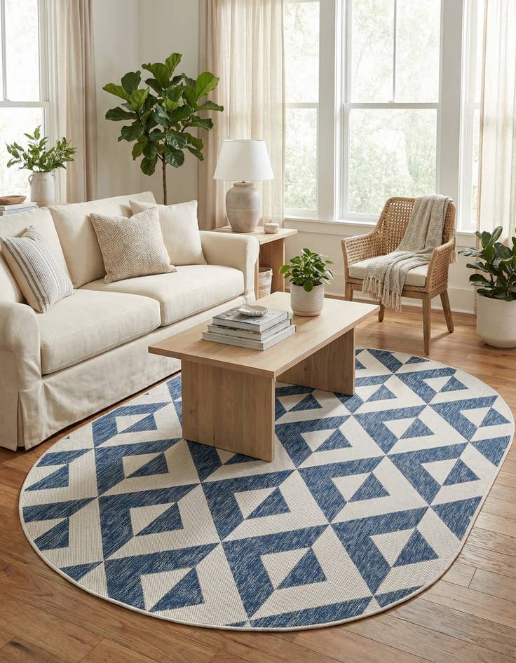 Detail image of 5' 3 x 8' Easy-Clean Jill Zarin Napa Indoor / Outdoor Oval Rug