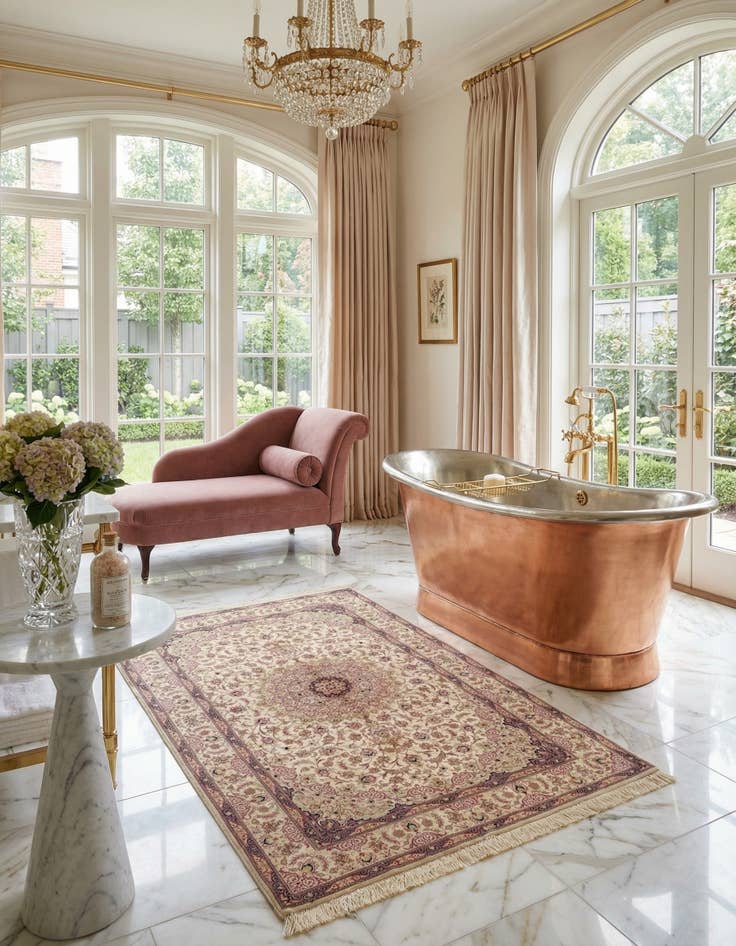 Detail image of 4' 2 x 6' 6 Ghom Silk Rug