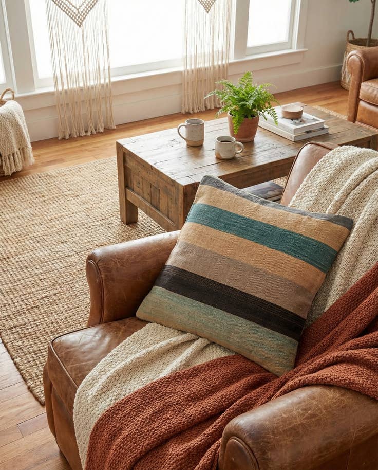 Detail image of 1' 8 x 1' 8 Hand Woven Pillow Wool Square Rug