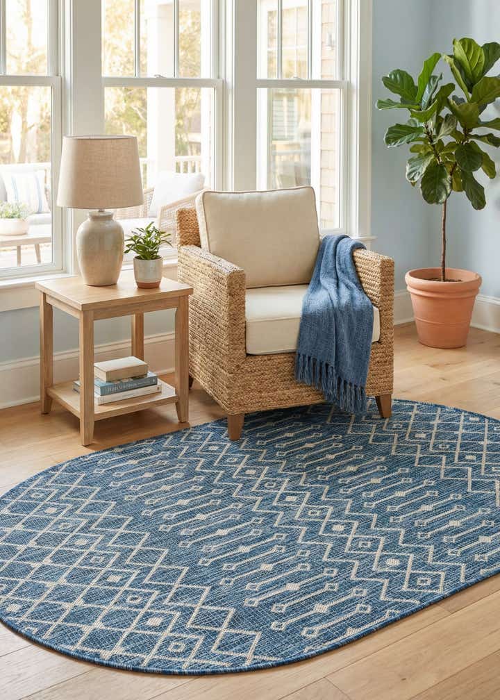 4' x 6' Easy-Clean Trellis Indoor / Outdoor Oval Rug