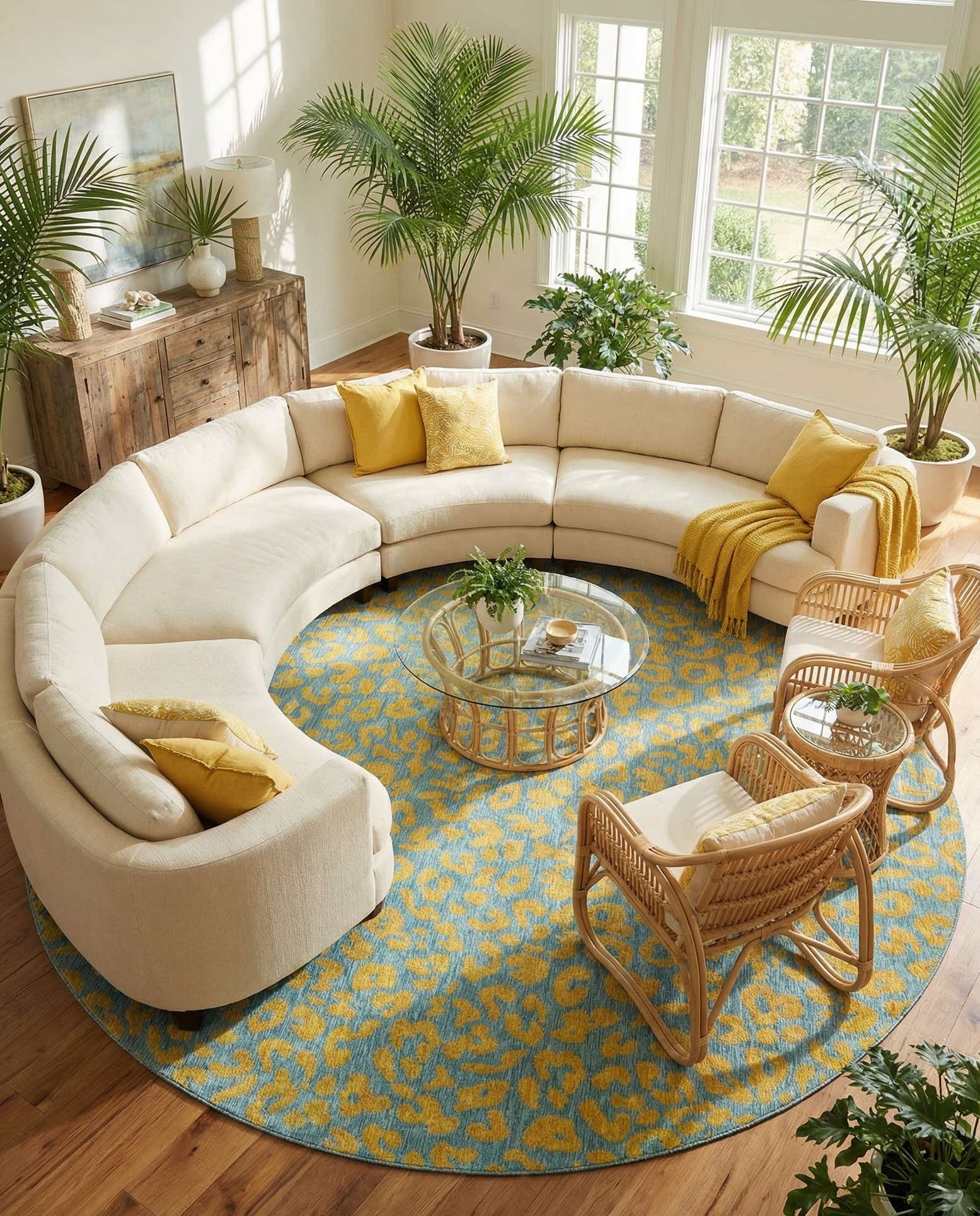 13' x 13' Easy-Clean Safari Indoor / Outdoor Round Rug