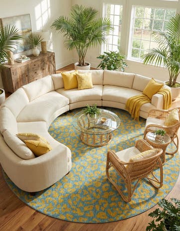 13' x 13' Easy-Clean Safari Indoor / Outdoor Round Rug